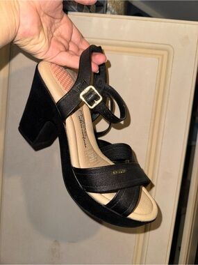 Black Strappy Block Heel Sandals - Women